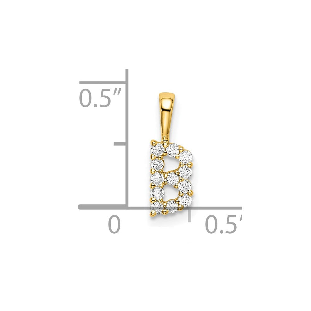 14k Yellow Gold 1/8 Ct. Lab Grown Diamond VS/SI+ G+ Letter B Intitial Pendant