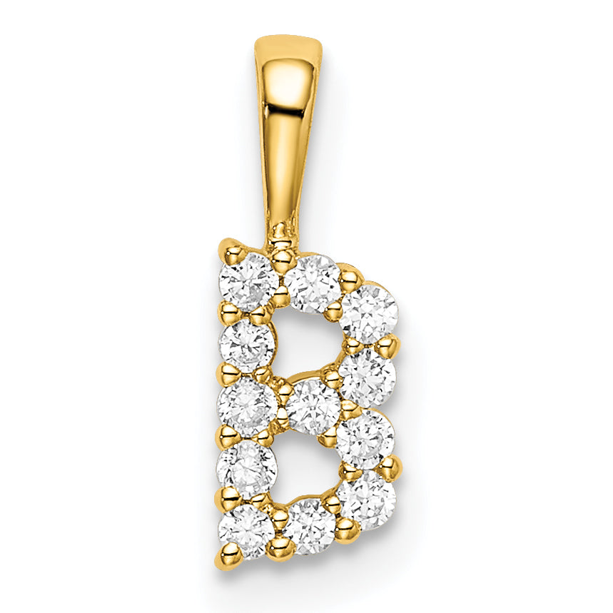 14k Yellow Gold 1/8 Ct. Lab Grown Diamond VS/SI+ G+ Letter B Intitial Pendant