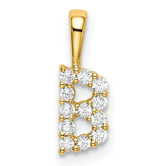 14k Yellow Gold 1/8 Ct. Lab Grown Diamond VS/SI+ G+ Letter B Intitial Pendant