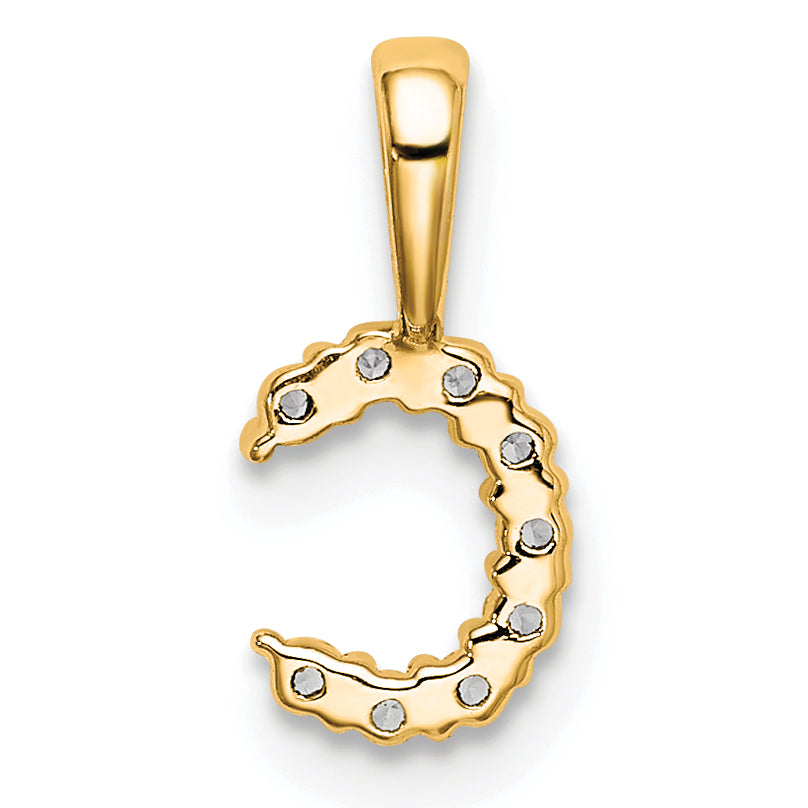 14k Yellow Gold 1/10 Ct. Lab Grown Diamond VS/SI+ G+ Letter C Initial Pendant