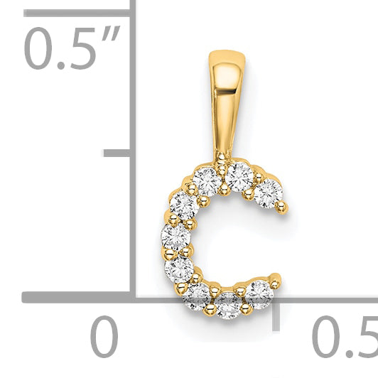 14k Yellow Gold 1/10 Ct. Lab Grown Diamond VS/SI+ G+ Letter C Initial Pendant