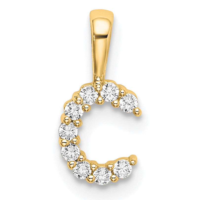 14k Yellow Gold 1/10 Ct. Lab Grown Diamond VS/SI+ G+ Letter C Initial Pendant