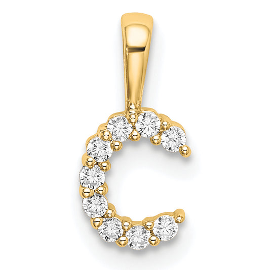 14k Yellow Gold 1/10 Ct. Lab Grown Diamond VS/SI+ G+ Letter C Initial Pendant