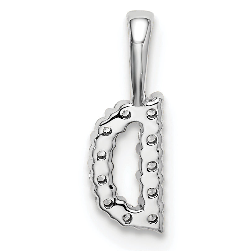 14k White Gold 1/10 Ct. Lab Grown Diamond VS/SI+ G+ Letter D Initial Pendant