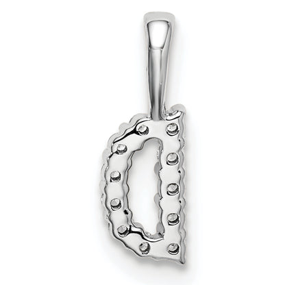14k White Gold 1/10 Ct. Lab Grown Diamond VS/SI+ G+ Letter D Initial Pendant