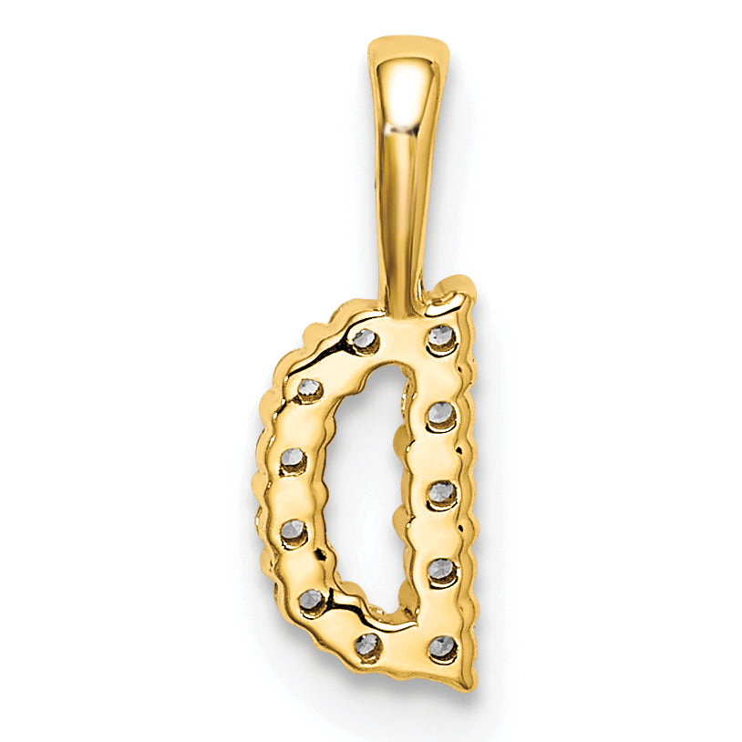 14k Yellow Gold 1/10 Ct. Lab Grown Diamond VS/SI+ G+ Letter D Initial Pendant