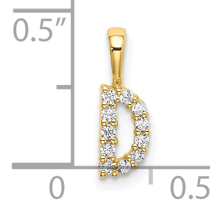 14k Yellow Gold 1/10 Ct. Lab Grown Diamond VS/SI+ G+ Letter D Initial Pendant