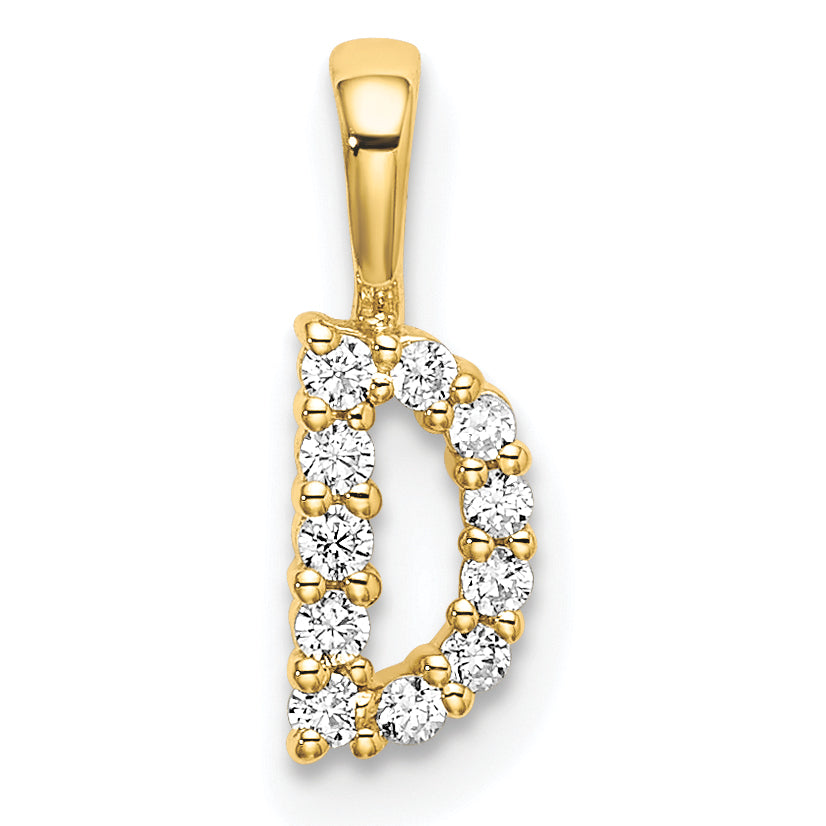 14k Yellow Gold 1/10 Ct. Lab Grown Diamond VS/SI+ G+ Letter D Initial Pendant