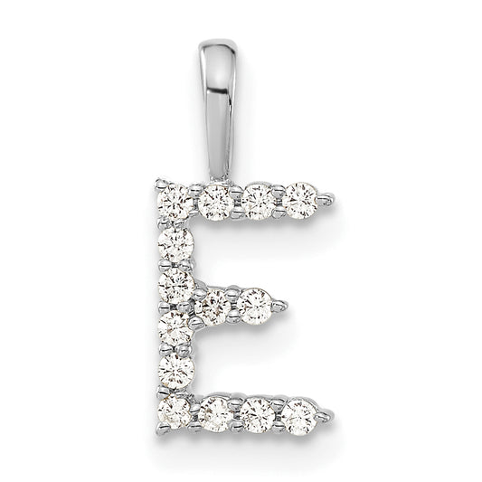 14k White Gold 1/8 Ct. Lab Grown Diamond VS/SI+ G+ Letter E Initial Pendant
