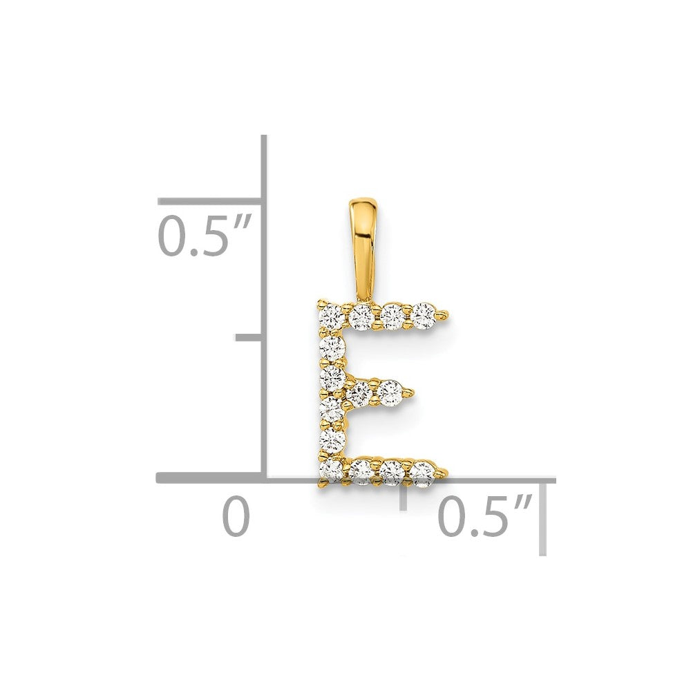 14k Yellow Gold 1/8 Ct. Lab Grown Diamond VS/SI+ G+ Letter E Initial Pendant