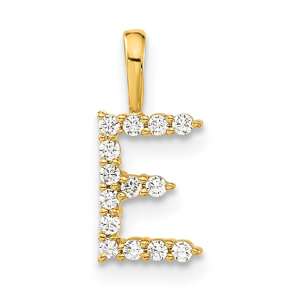 14k Yellow Gold 1/8 Ct. Lab Grown Diamond VS/SI+ G+ Letter E Initial Pendant
