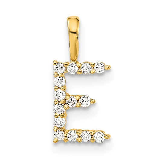 14k Yellow Gold 1/8 Ct. Lab Grown Diamond VS/SI+ G+ Letter E Initial Pendant