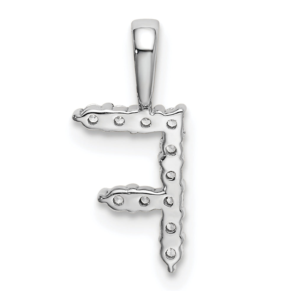 14k White Gold 1/8 Ct. Lab Grown Diamond VS/SI+ G+ Letter F Initial Pendant