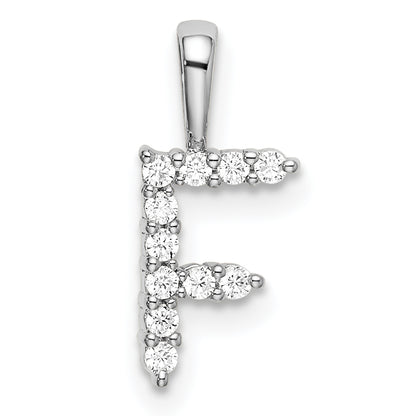 14k White Gold 1/8 Ct. Lab Grown Diamond VS/SI+ G+ Letter F Initial Pendant