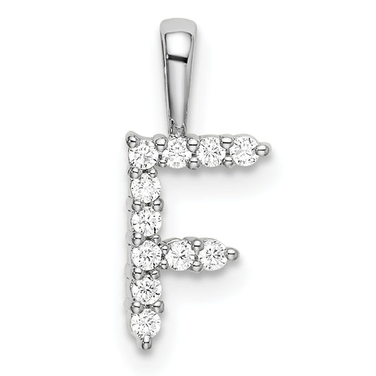 14k White Gold 1/8 Ct. Lab Grown Diamond VS/SI+ G+ Letter F Initial Pendant
