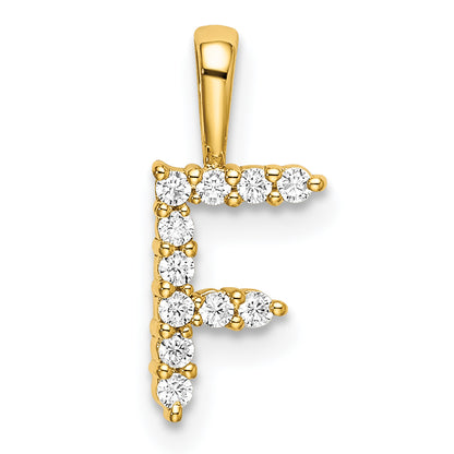 14k Yellow Gold 1/8 Ct. Lab Grown Diamond VS/SI+ G+ Letter F Initial Pendant