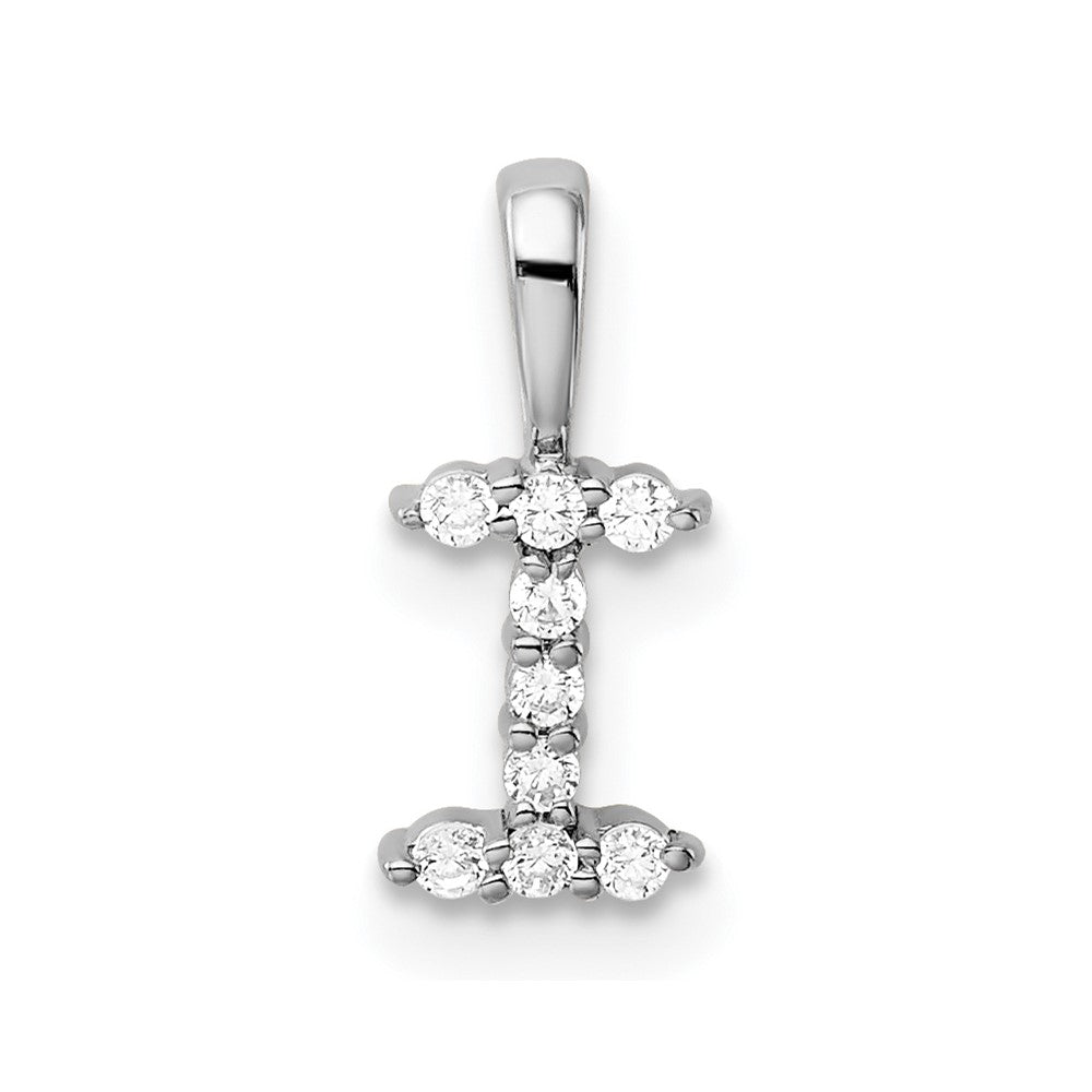 14k White Gold 1/10 Ct. Lab Grown Diamond VS/SI+ G+ Letter I Initial Pendant
