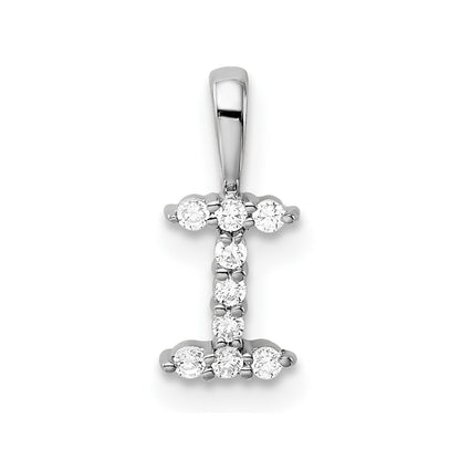 14k White Gold 1/10 Ct. Lab Grown Diamond VS/SI+ G+ Letter I Initial Pendant