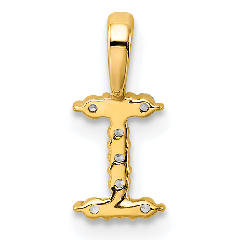 14k Yellow Gold 1/10 Ct. Lab Grown Diamond VS/SI+ G+ Letter I Initial Pendant