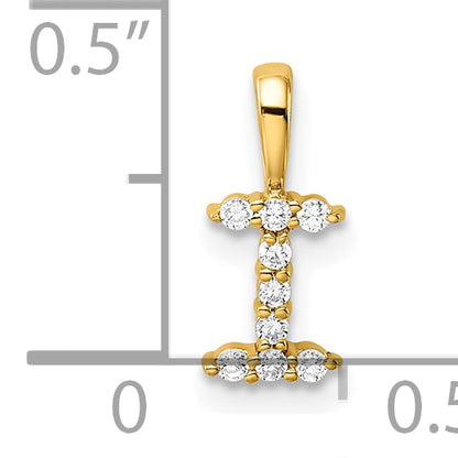 14k Yellow Gold 1/10 Ct. Lab Grown Diamond VS/SI+ G+ Letter I Initial Pendant
