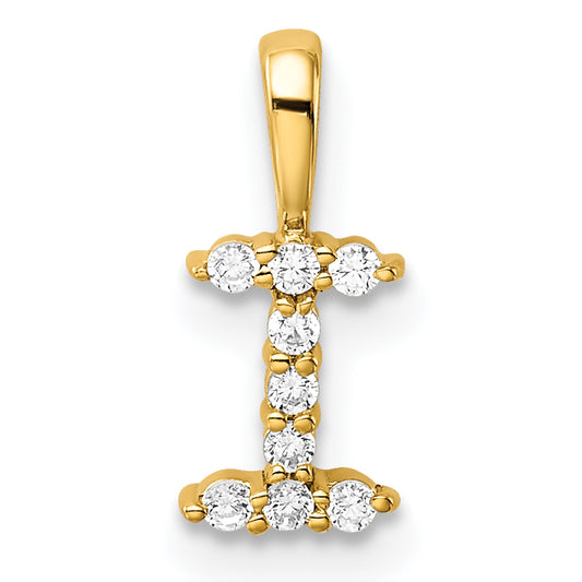 14k Yellow Gold 1/10 Ct. Lab Grown Diamond VS/SI+ G+ Letter I Initial Pendant