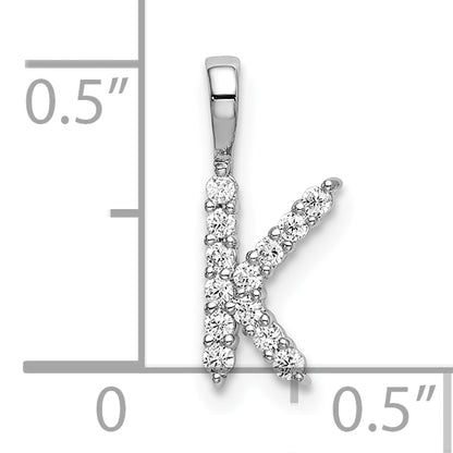 14k White Gold 1/8 Ct. Lab Grown Diamond VS/SI+ G+ Letter K Initial Pendant