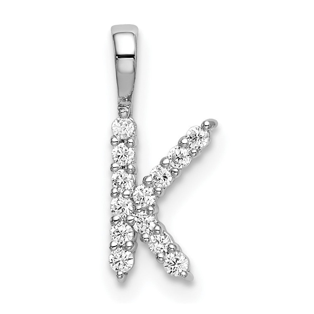 14k White Gold 1/8 Ct. Lab Grown Diamond VS/SI+ G+ Letter K Initial Pendant