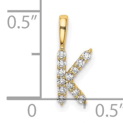 14k Yellow Gold 1/8 Ct. Lab Grown Diamond VS/SI+ G+ Letter K Initial Pendant