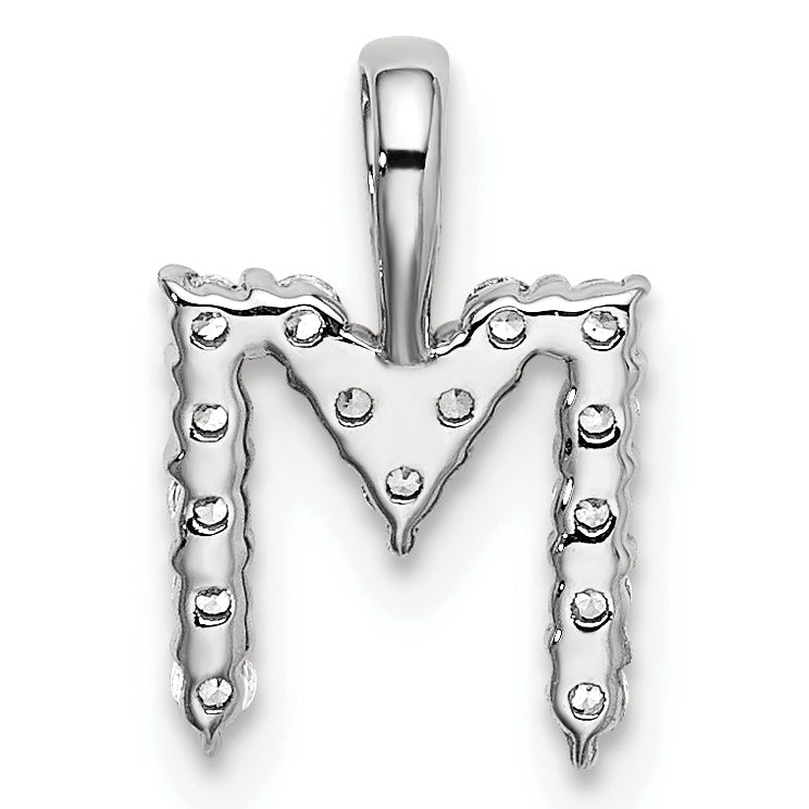 14k White Gold 1/6 Ct. Lab Grown Diamond VS/SI+ G+ Letter M Initial Pendant