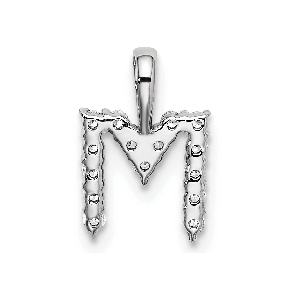 14k White Gold 1/6 Ct. Lab Grown Diamond VS/SI+ G+ Letter M Initial Pendant