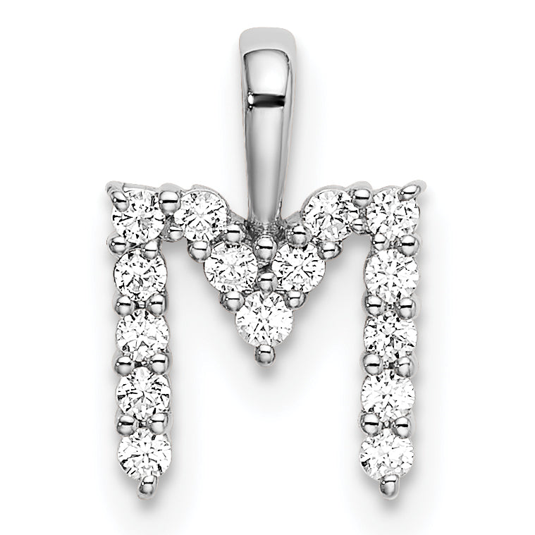14k White Gold 1/6 Ct. Lab Grown Diamond VS/SI+ G+ Letter M Initial Pendant