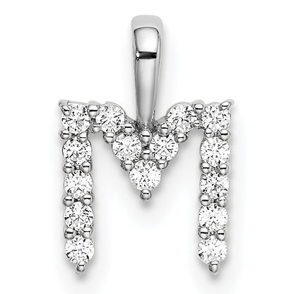 14k White Gold 1/6 Ct. Lab Grown Diamond VS/SI+ G+ Letter M Initial Pendant