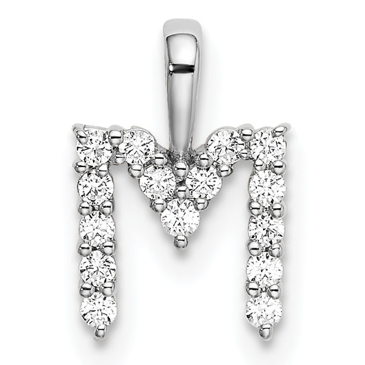14k White Gold 1/6 Ct. Lab Grown Diamond VS/SI+ G+ Letter M Initial Pendant