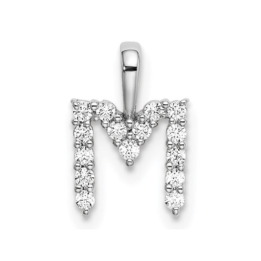 14k White Gold 1/6 Ct. Lab Grown Diamond VS/SI+ G+ Letter M Initial Pendant