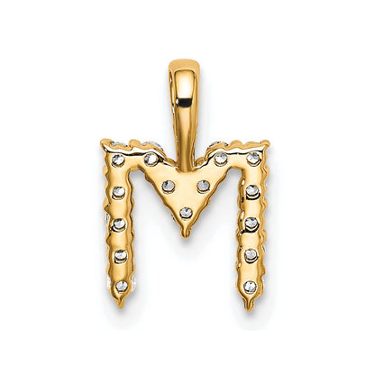 14k Yellow Gold 1/6 Ct. Lab Grown Diamond VS/SI+ G+ Letter M Initial Pendant