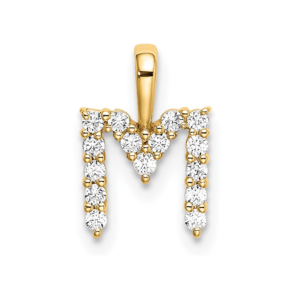 14k Yellow Gold 1/6 Ct. Lab Grown Diamond VS/SI+ G+ Letter M Initial Pendant