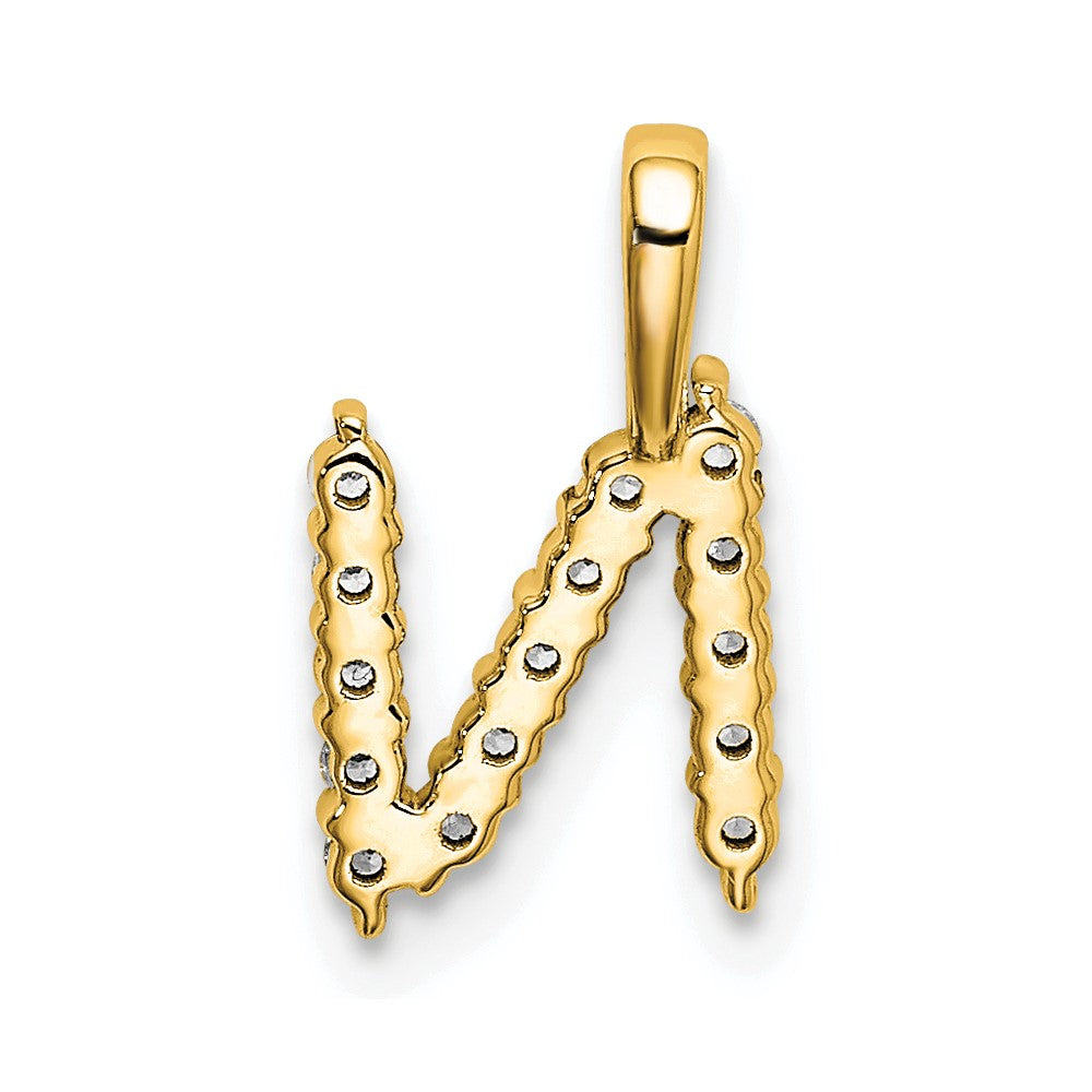 14k Yellow Gold 1/6 Ct. Lab Grown Diamond VS/SI+ G+ Letter N Initial Pendant