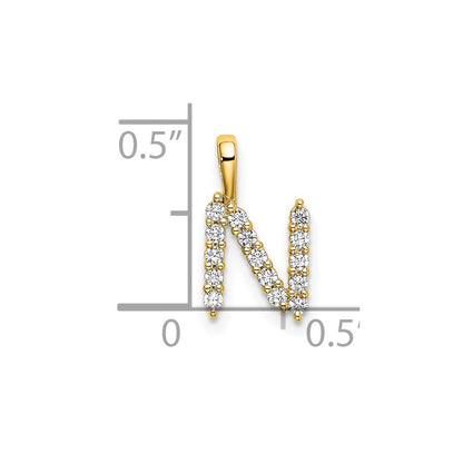 14k Yellow Gold 1/6 Ct. Lab Grown Diamond VS/SI+ G+ Letter N Initial Pendant