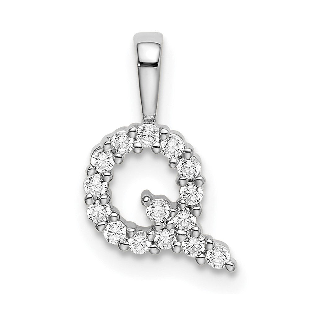 14k White Gold 1/6 Ct. Lab Grown Diamond VS/SI+ G+ Letter Q Initial Pendant