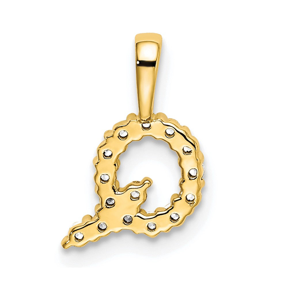 14k Yellow Gold 1/6 Ct. Lab Grown Diamond VS/SI+ G+ Letter Q Initial Pendant