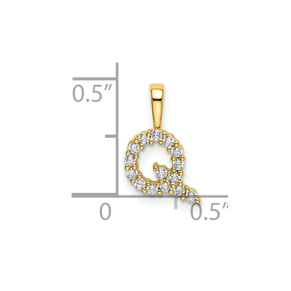 14k Yellow Gold 1/6 Ct. Lab Grown Diamond VS/SI+ G+ Letter Q Initial Pendant