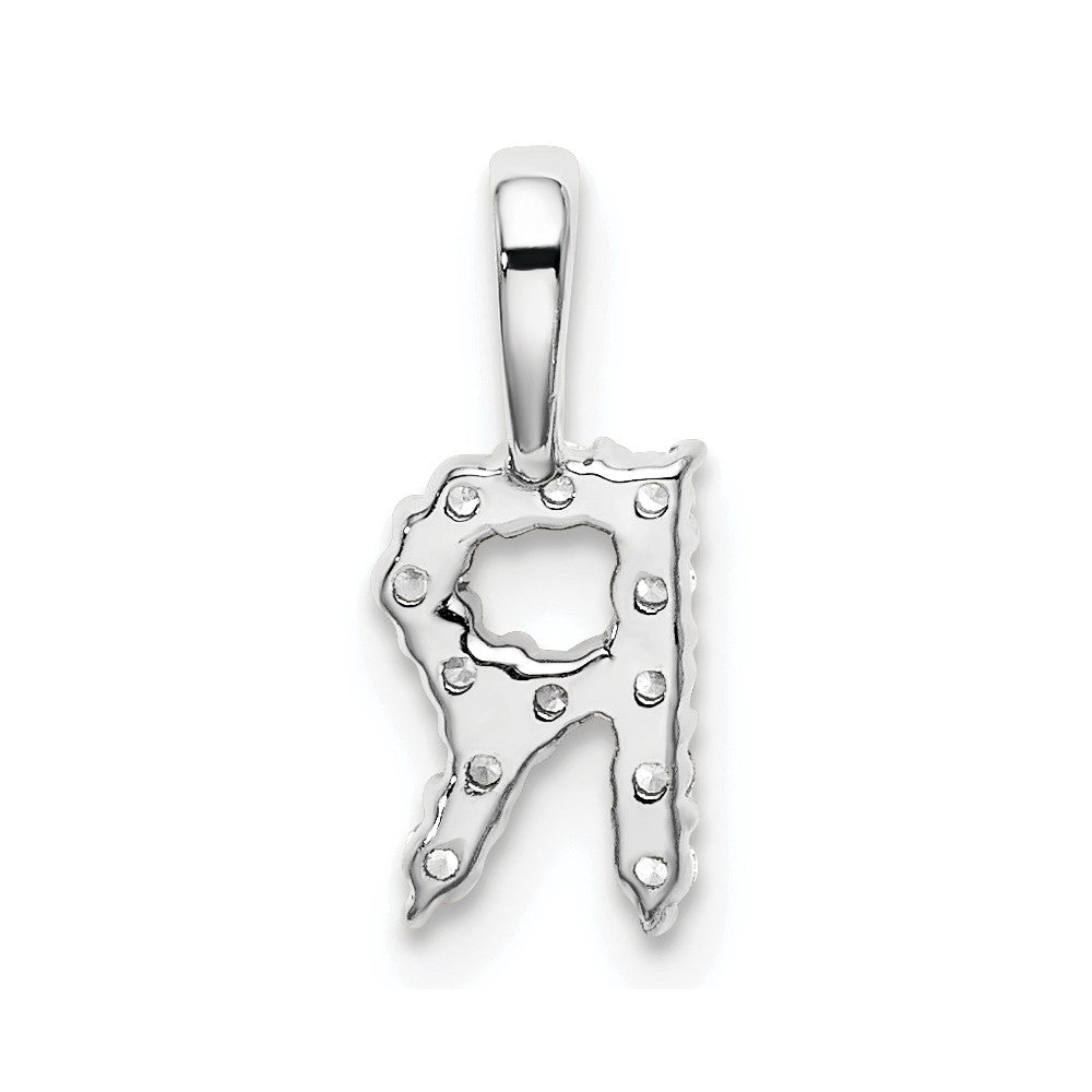 14k White Gold 1/8 Ct. Lab Grown Diamond VS/SI+ G+ Letter R Initial Pendant