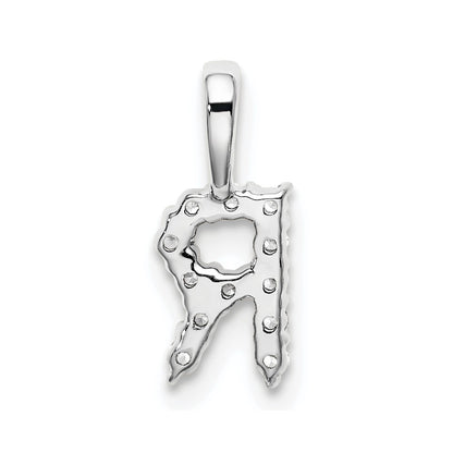 14k White Gold 1/8 Ct. Lab Grown Diamond VS/SI+ G+ Letter R Initial Pendant