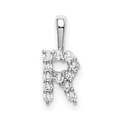 14k White Gold 1/8 Ct. Lab Grown Diamond VS/SI+ G+ Letter R Initial Pendant