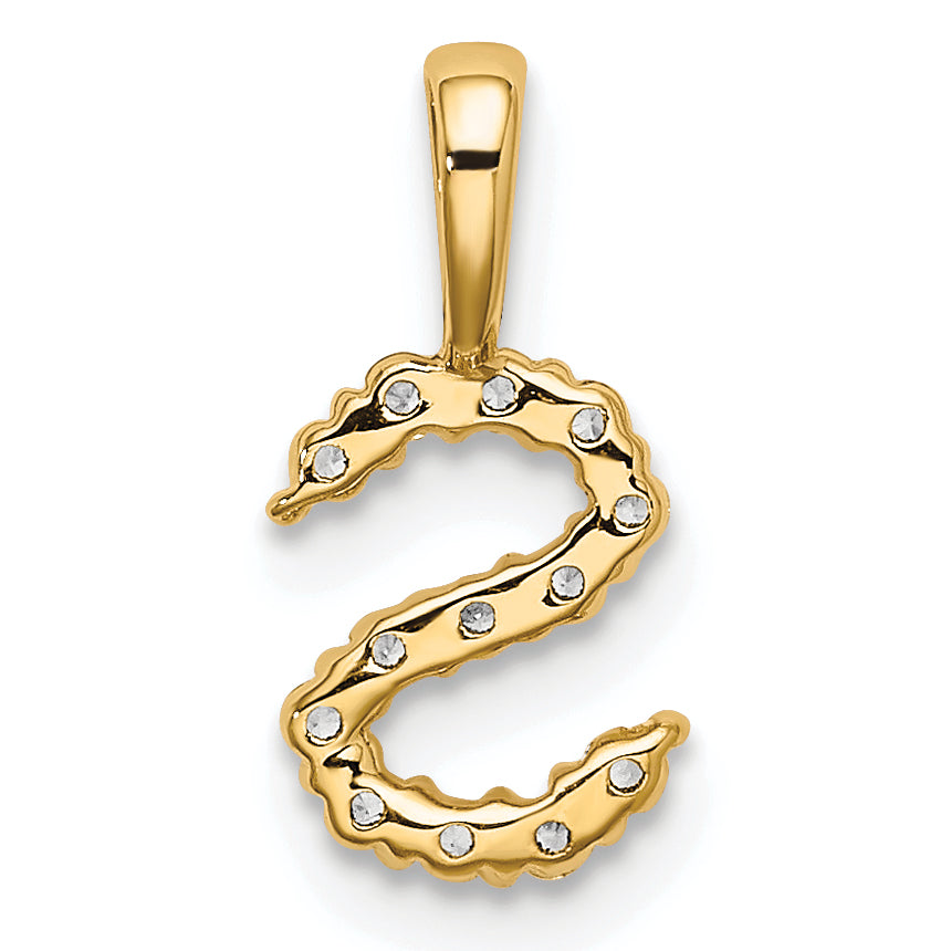 14k Yellow Gold 1/8 Ct. Lab Grown Diamond VS/SI+ G+ Letter S Initial Pendant