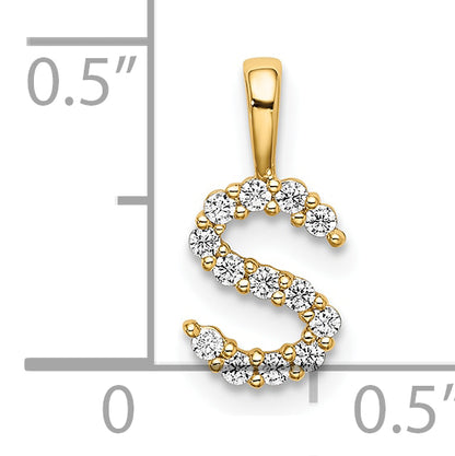 14k Yellow Gold 1/8 Ct. Lab Grown Diamond VS/SI+ G+ Letter S Initial Pendant