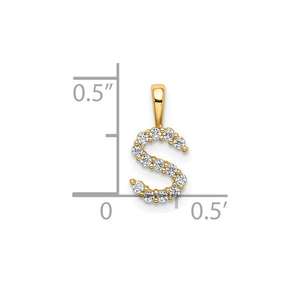 14k Yellow Gold 1/8 Ct. Lab Grown Diamond VS/SI+ G+ Letter S Initial Pendant