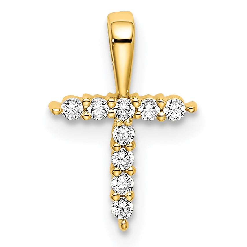14k Yellow Gold 1/10 Ct. Lab Grown Diamond VS/SI+ G+ Letter T Initial Pendant