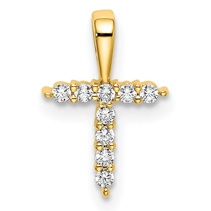 14k Yellow Gold 1/10 Ct. Lab Grown Diamond VS/SI+ G+ Letter T Initial Pendant
