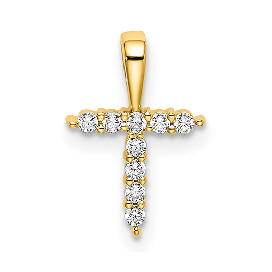 14k Yellow Gold 1/10 Ct. Lab Grown Diamond VS/SI+ G+ Letter T Initial Pendant